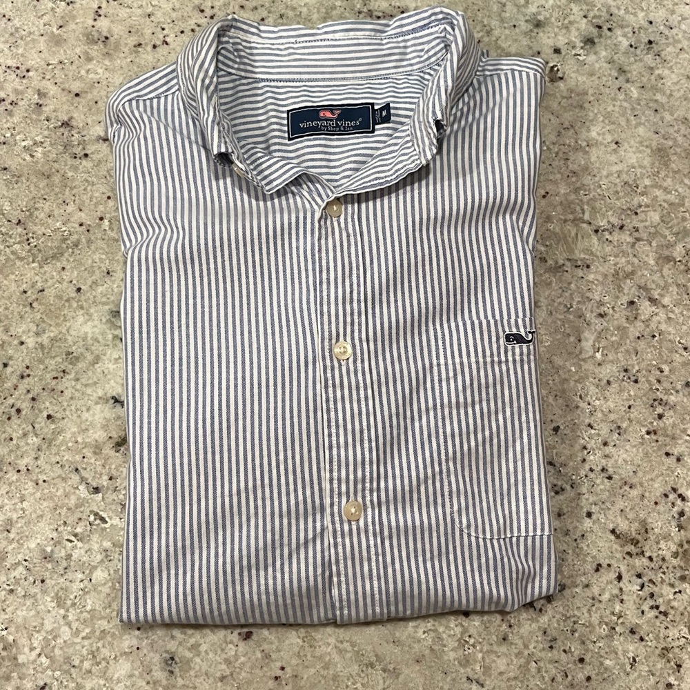 Men’s Medium Vineyard Vines Blue and White Stripe Oxford Button Down